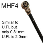 MMCX connector views showing male plug right angle, straight male, female / jack, closeup of male