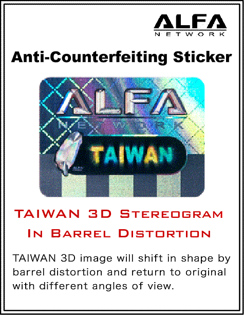 Anti-counterfeiting sticker on Alfa AWUS036H