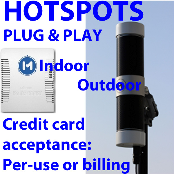Hotspot for Marinas, RV Parks, Resorts, Cafe, Restaurant by credit card payment
