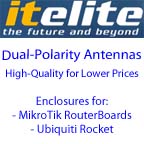 ITelite dual-polarity antennas with enclosure for RouterBoard or Rocket