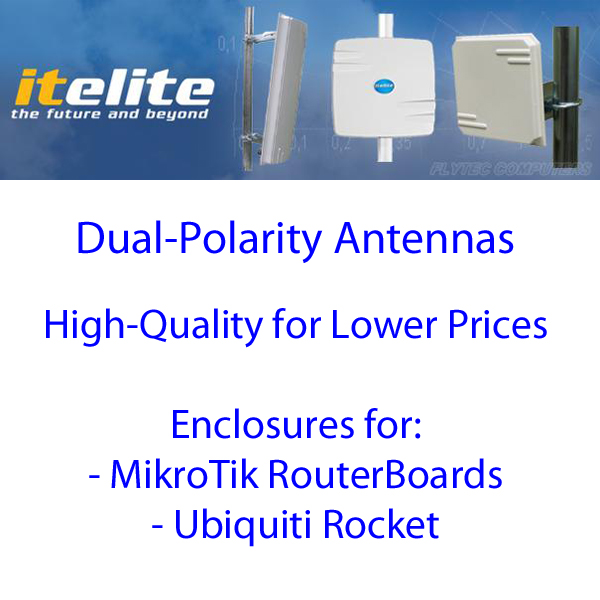 ITelite dual-polarity antennas with enclosure for RouterBoard or Rocket
