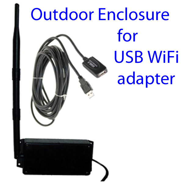 Enclosure for USB WiFi adapter with antenna & cable